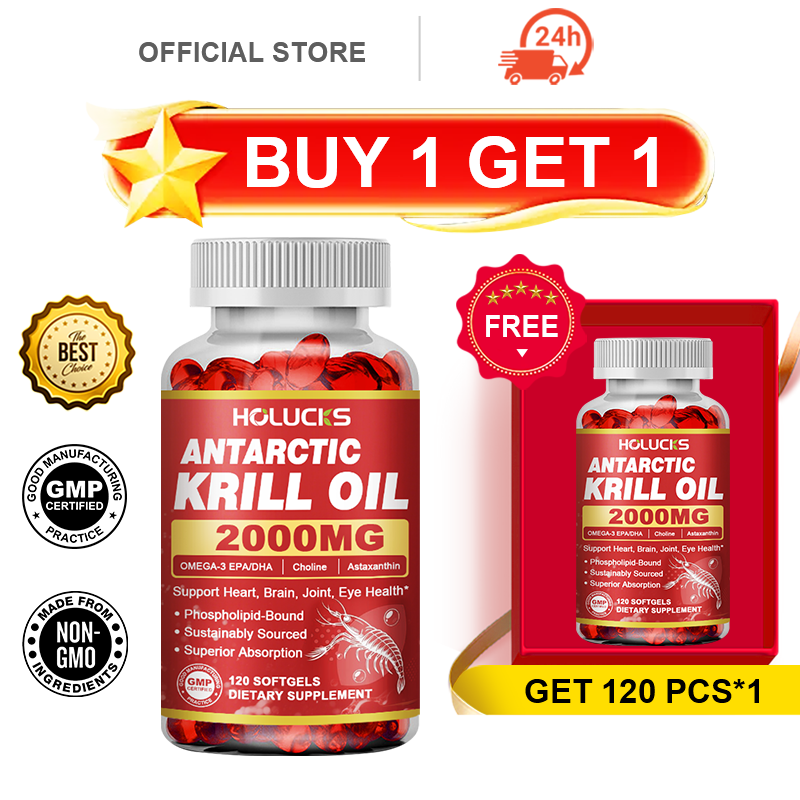 Krill Oil Supplement - Suplemen Minyak Krill Antartika HOLUCKS, dengan
