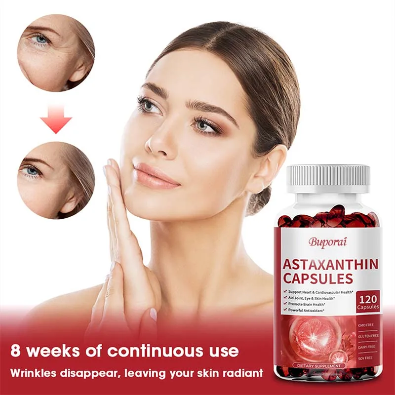 Krill Oil Supplement - Suplemen Diet Astaxanthin Softgel, dengan Minyak